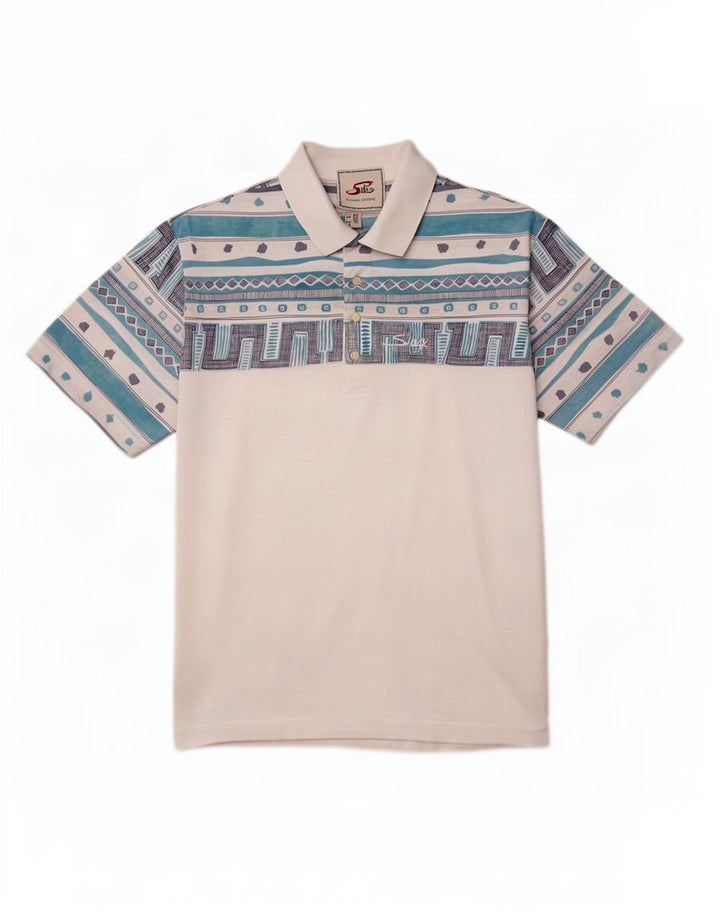 Polo Homme Silvy IT 50 Coton Géométrique Blanc Moyen