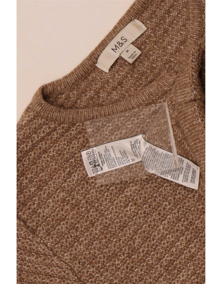 Marks & Spencer Pull Cardigan Femme UK 14 Marron Moyen Polyester