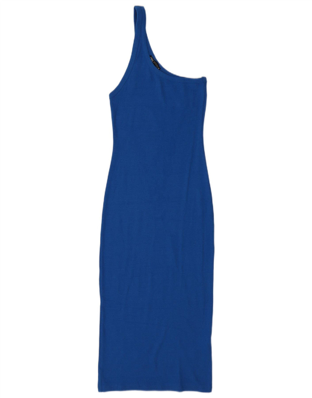 Zara Robe asymétrique pour femme UK 12 en coton bleu moyen