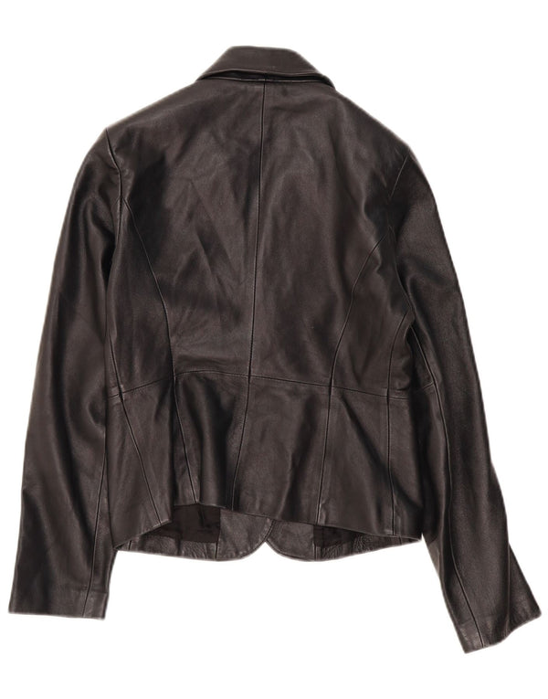 SISLEY Veste blazer en cuir à 2 boutons pour femme IT 44 Cuir noir moyen