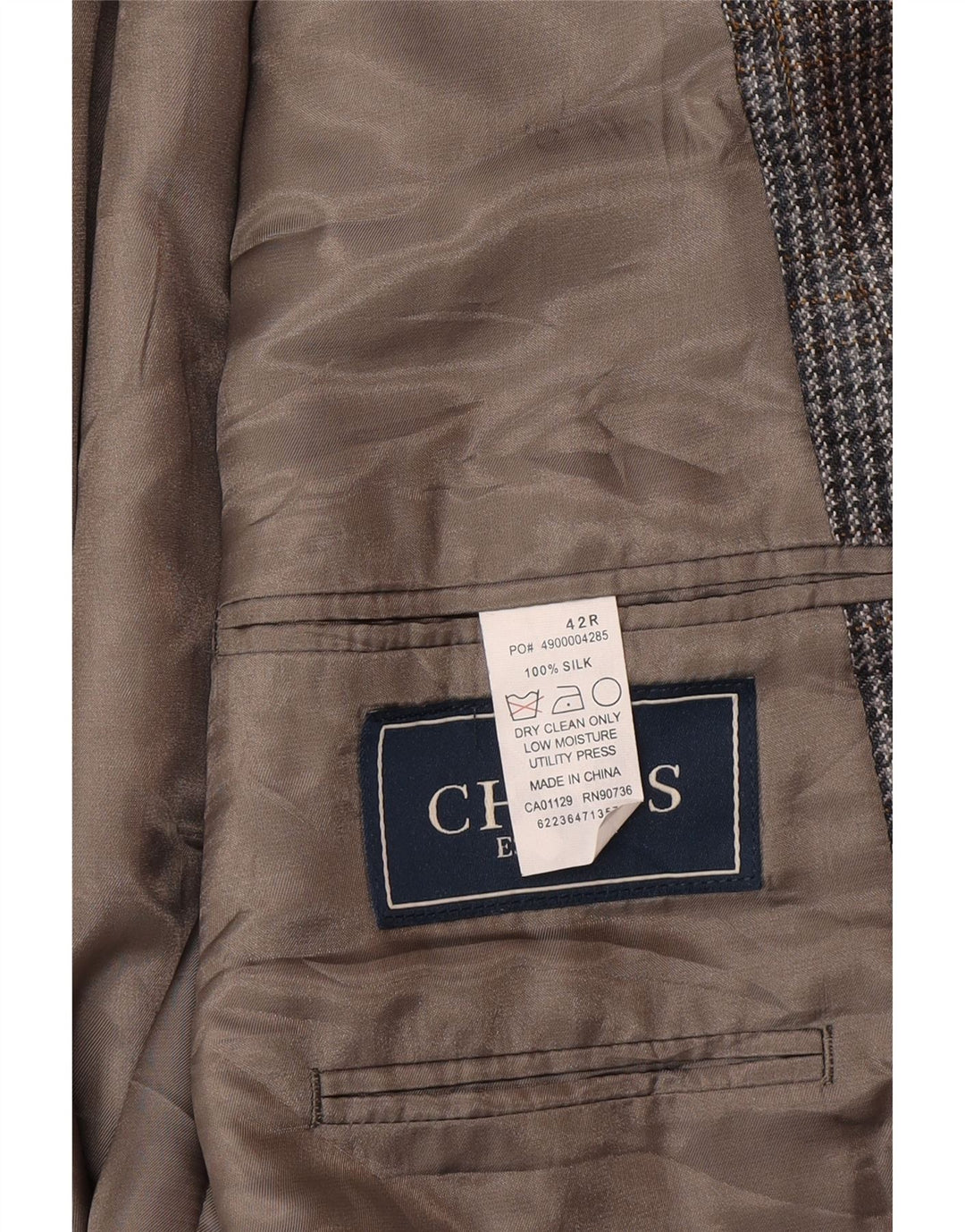Chaps Veste Blazer 2 Boutons Homme UK 42 XL Pied de Poule Gris