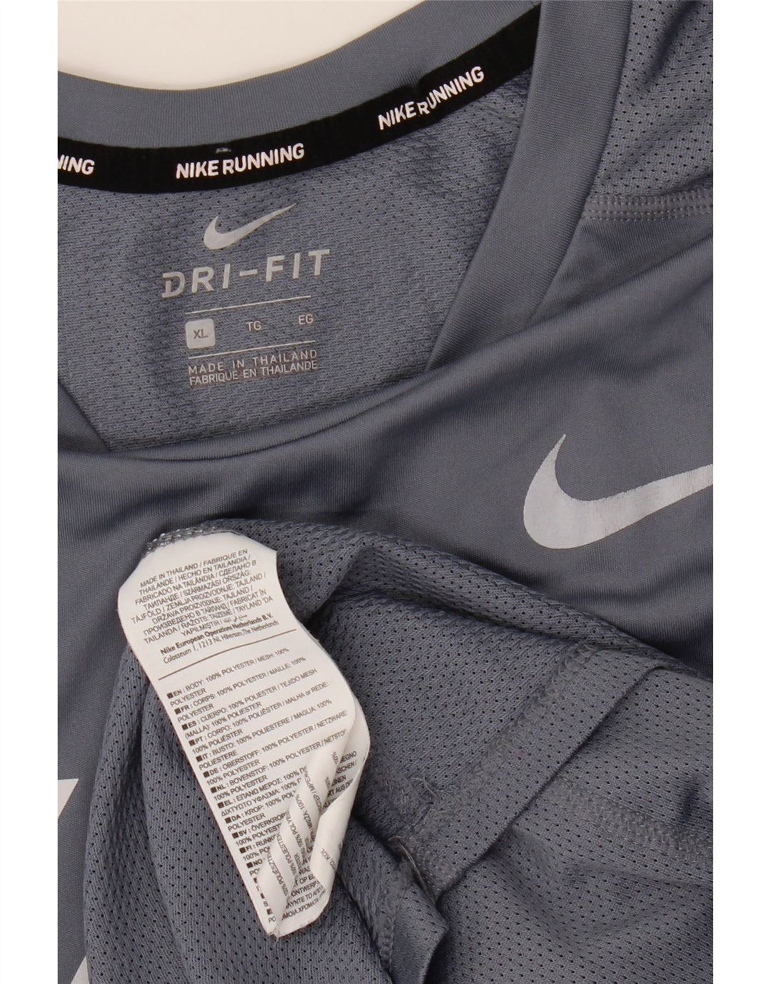 Nike Hommes Dri Fit Graphic T-Shirt Top XL Gris Rayé Polyester