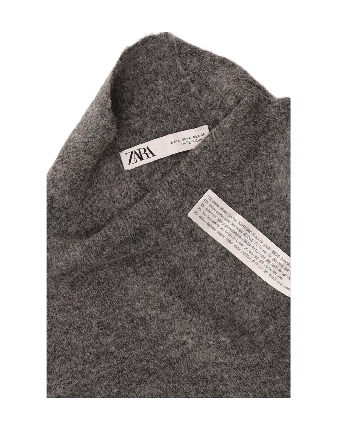 Zara Robe pull sans manches pour femme UK 44 Large Gris Polyester