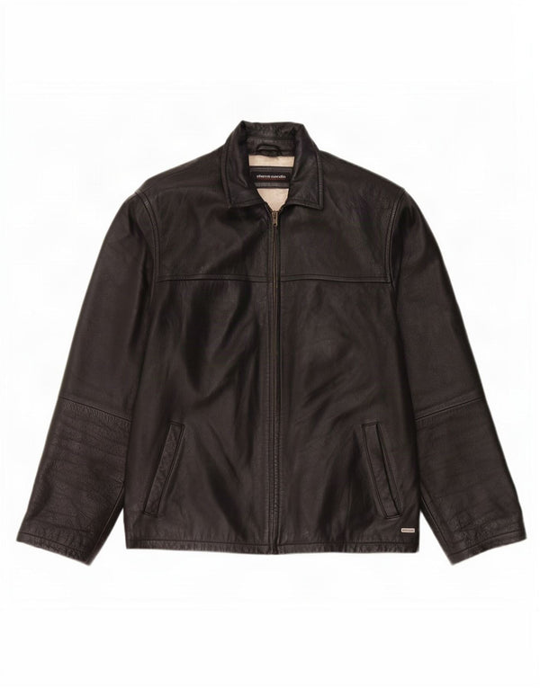 Pierre Cardin Veste en cuir pour homme UK 40 Large Noir