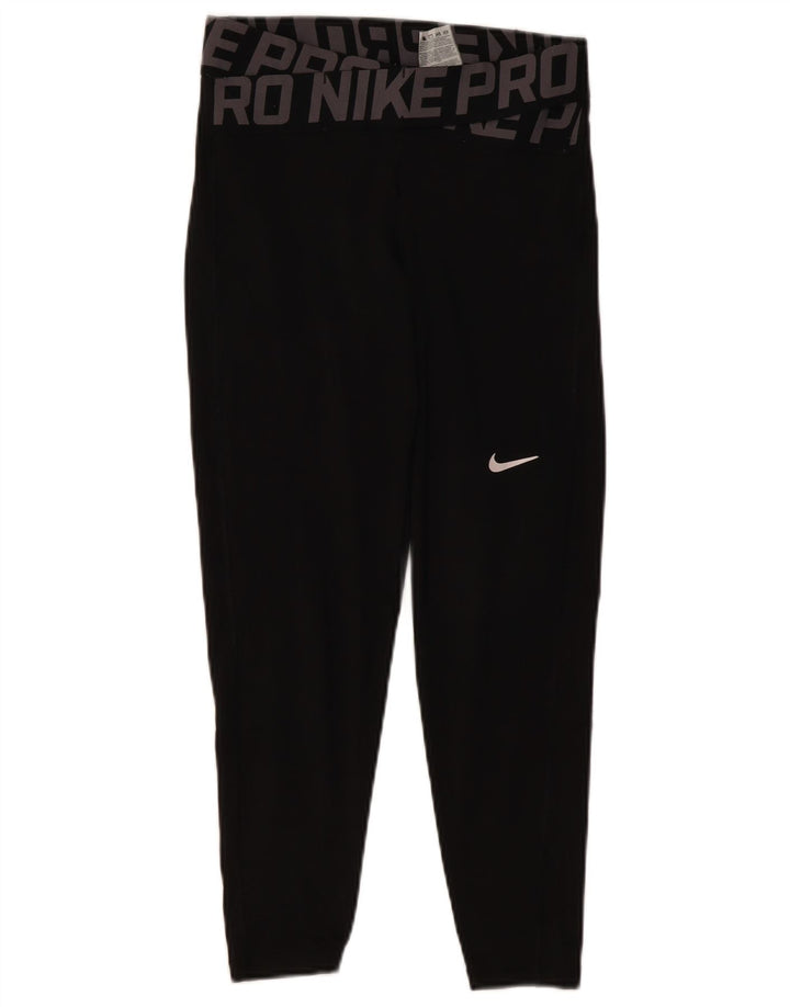 NIKE Femmes Dri Fit Graphic Leggings UK 10 Petit Noir Polyester