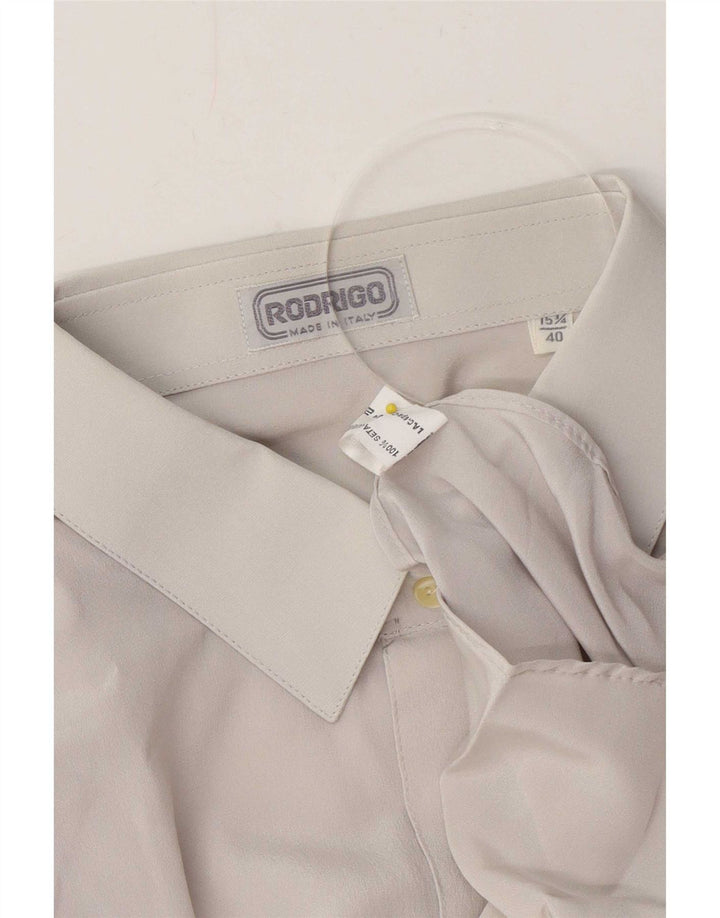 Rodrigo Chemise Homme Taille 40 15 1/2 Soie Gris Moyen