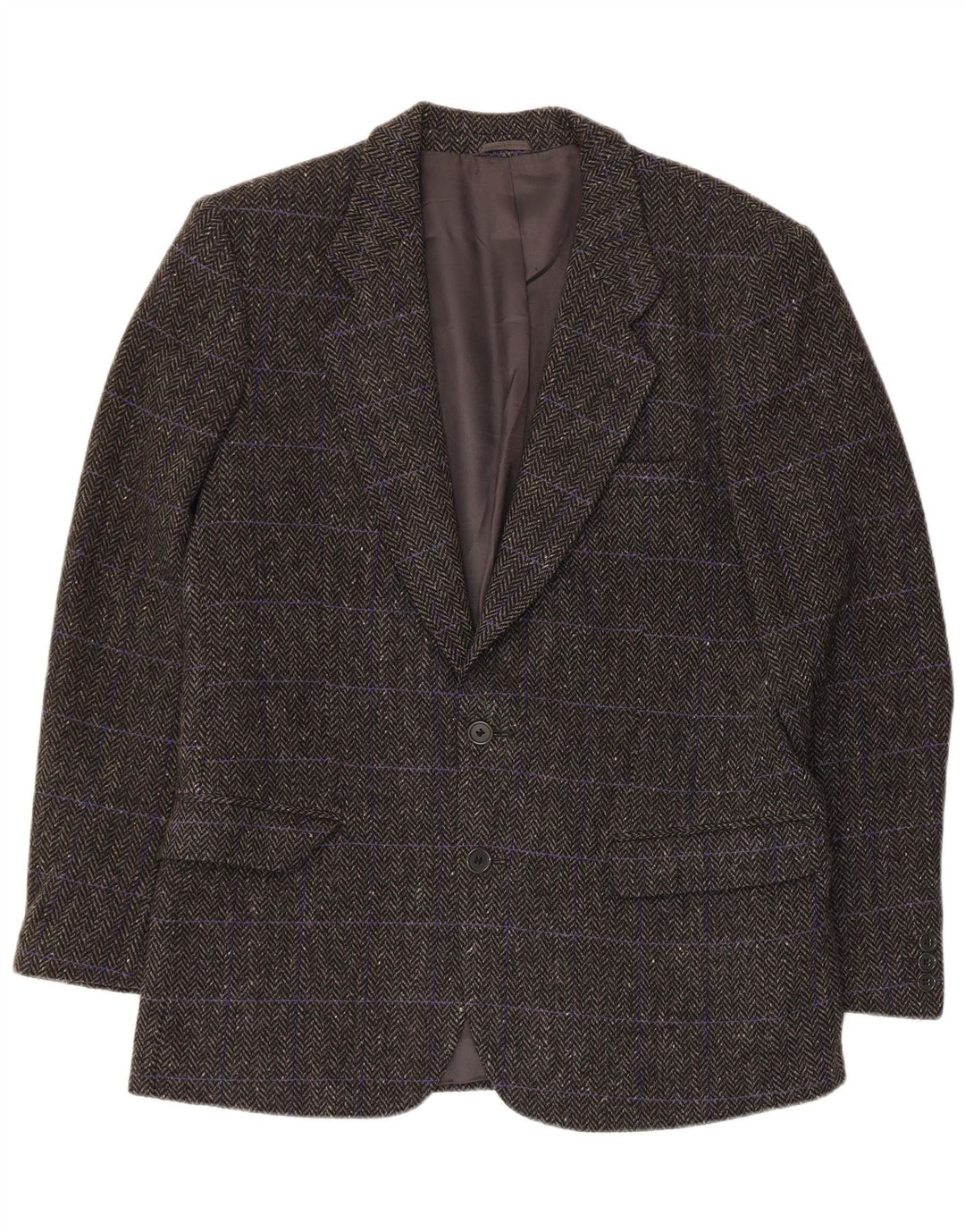 Veste blazer vintage à 3 boutons pour homme IT 48 laine à chevrons gris moyen