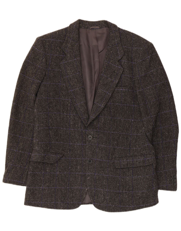 Veste blazer vintage à 3 boutons pour homme IT 48 laine à chevrons gris moyen