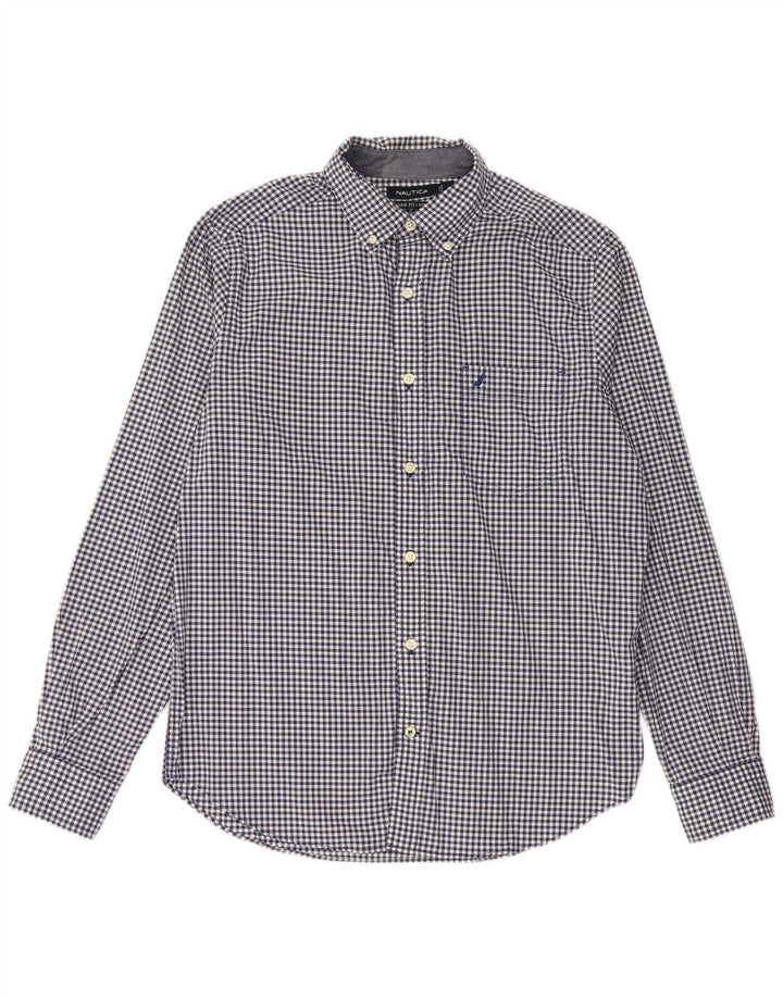 Nautica Chemise stretch coupe classique pour homme en coton vichy bleu marine