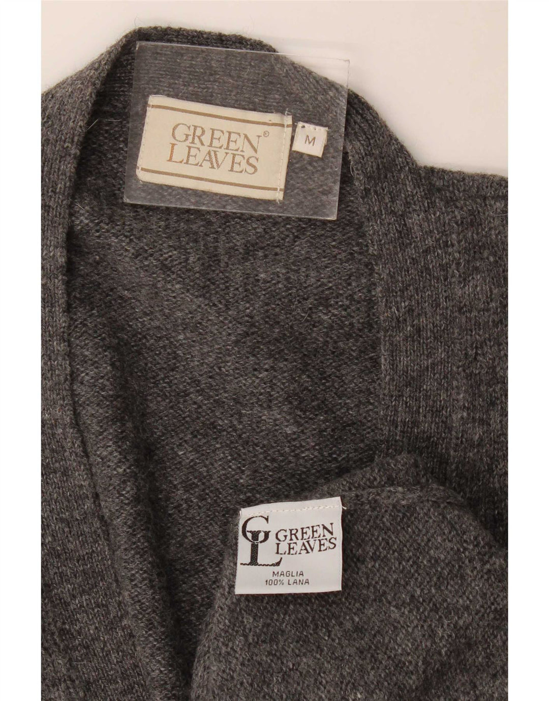 Green Leaves Pull Cardigan sans Manches Homme Laine Gris Moyen