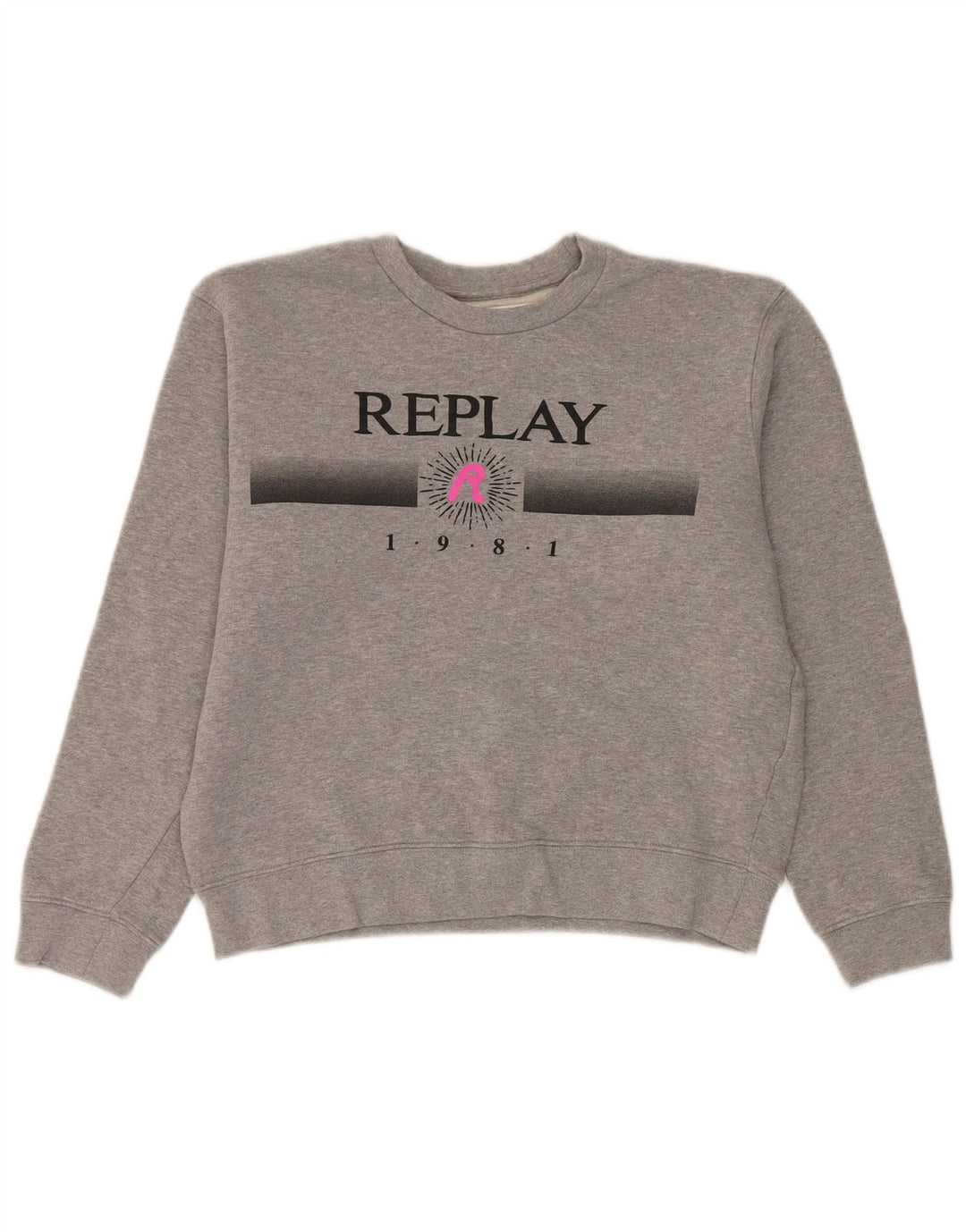 Replay Sweat-shirt oversize graphique pour femme UK 10 petit coton gris