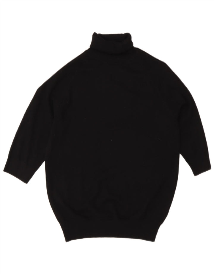 Zara Pull à manches courtes et col roulé pour femme UK 12 Noir moyen