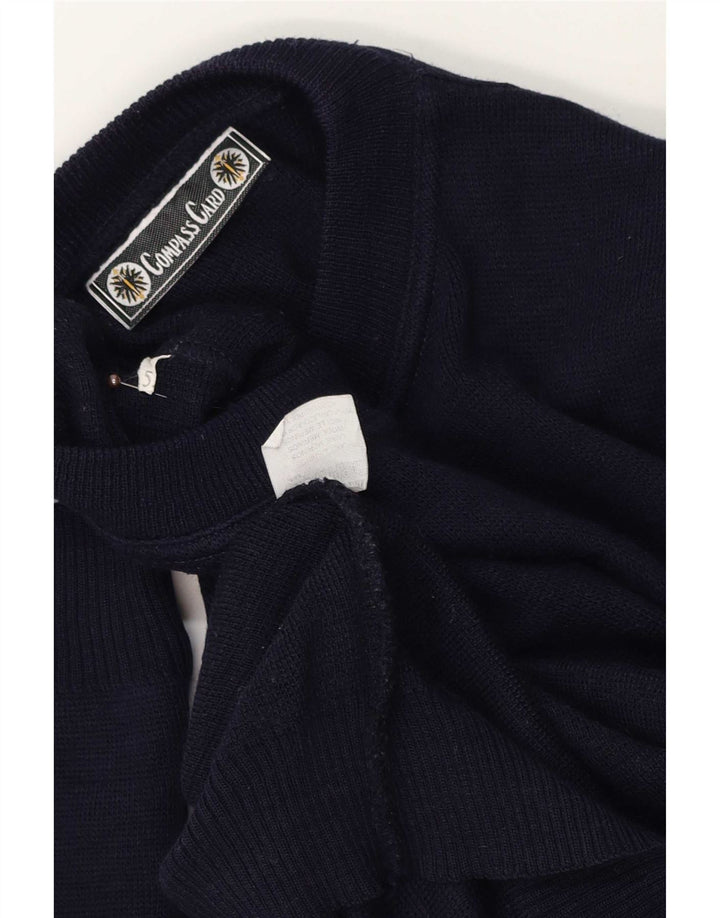 COMPASS CARD Pull graphique à col rond pour homme en laine bleu marine