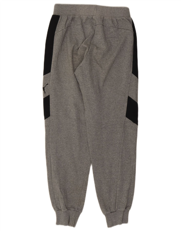 PUMA Mens Graphic Tracksuit Trousers Joggers Medium Grey Colourblock