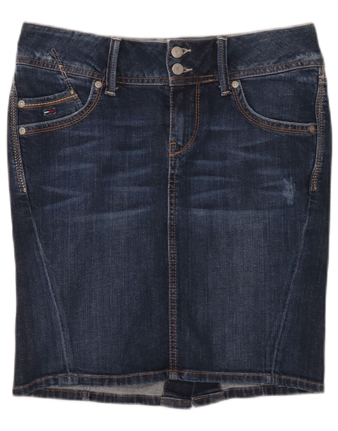 Tommy Hilfiger Femme Jupe En Jean Petit W27 Bleu Coton