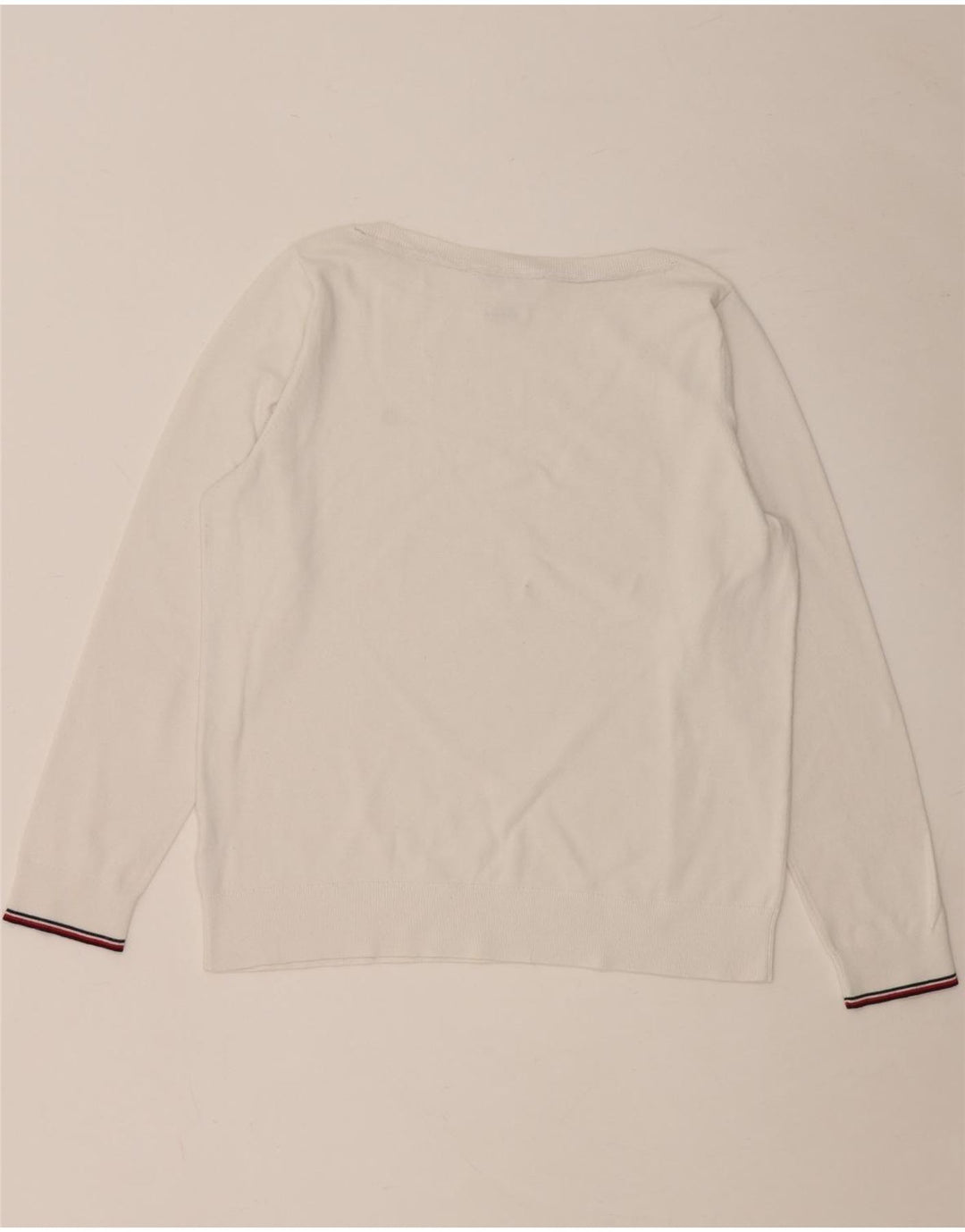 TOMMY HILFIGER Pull col bateau pour femme UK 14 Blanc moyen