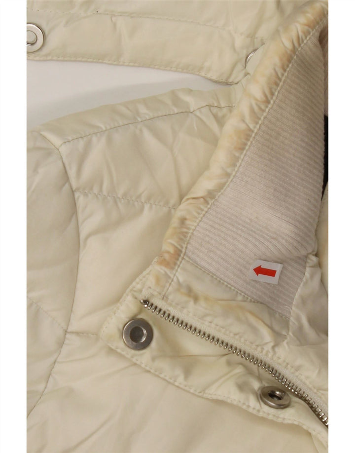 CALVIN KLEIN Veste matelassée à capuche pour femme UK 14 Medium Off White Polyester