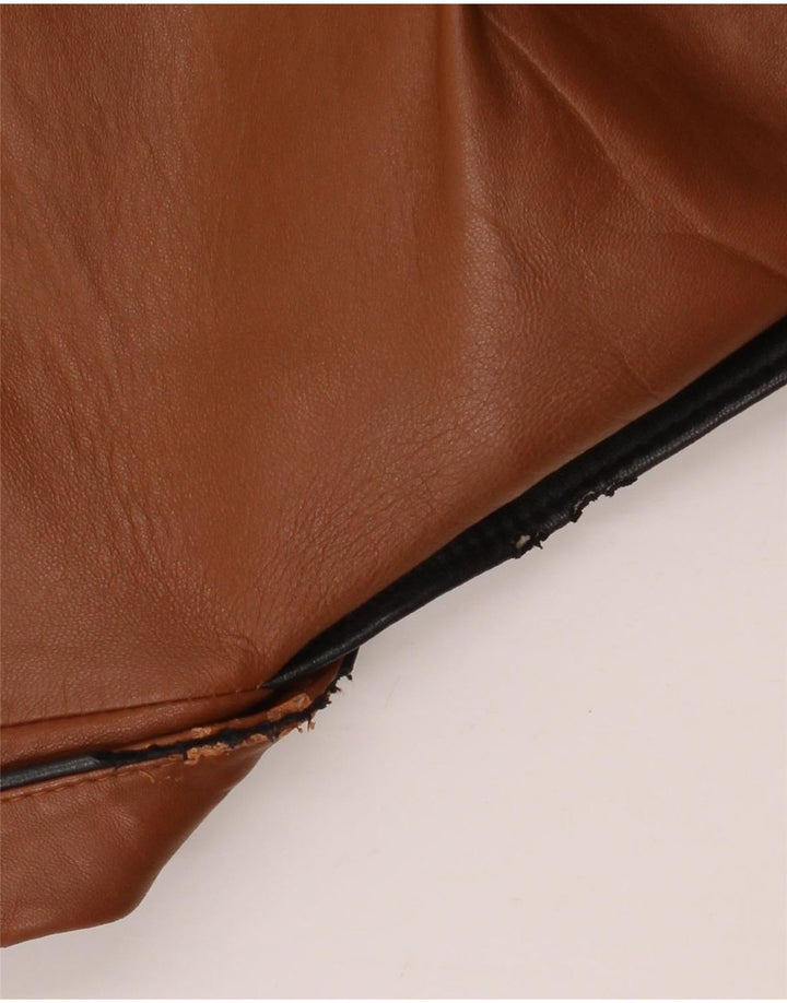 veste en cuir militaire vintage femme crop UK 12 brun moyen