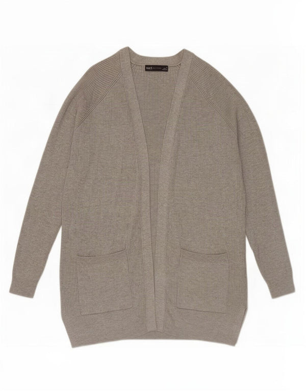 Marks & Spencer Pull cardigan surdimensionné pour femme UK 10 Small Gris Viscose
