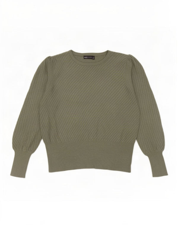 Marks & Spencer Womens Boat Neck Jumper Sweater UK 18 XL Khaki Viscose