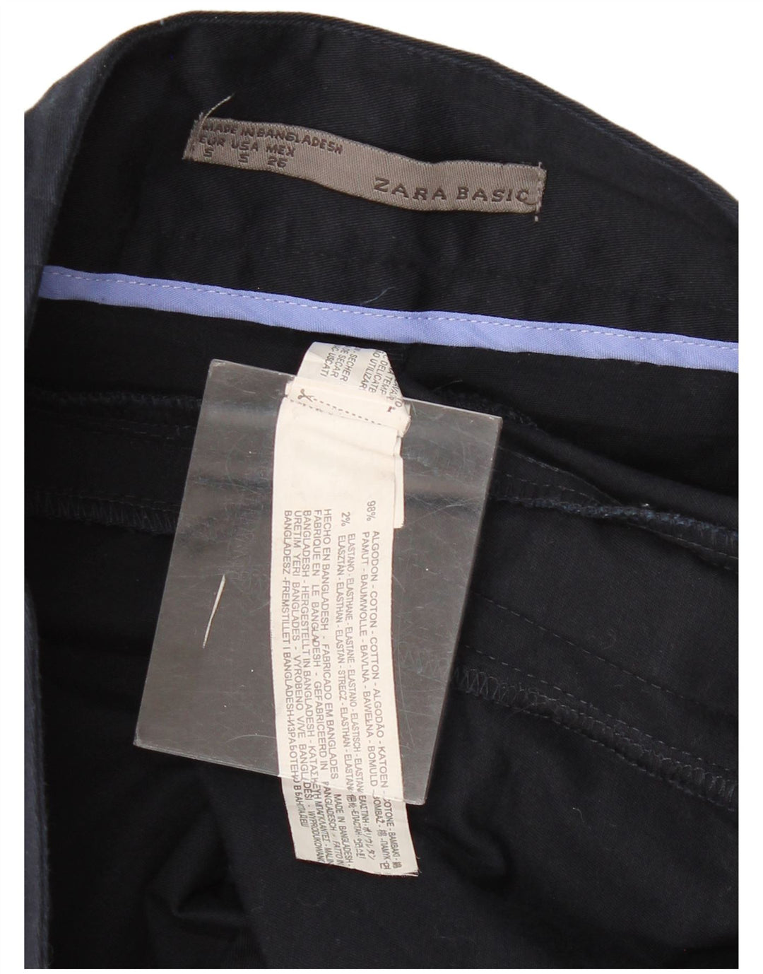 Zara Femme Jupe Droite Small W26 Coton Bleu Marine