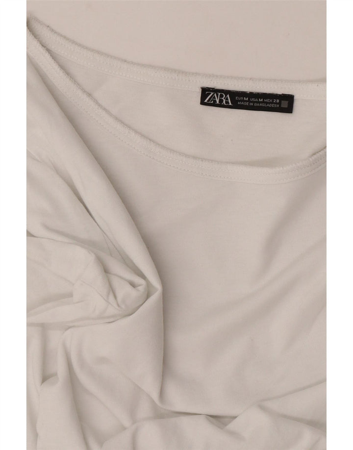 Zara Femme Top Manches Longues UK 14 Medium Blanc