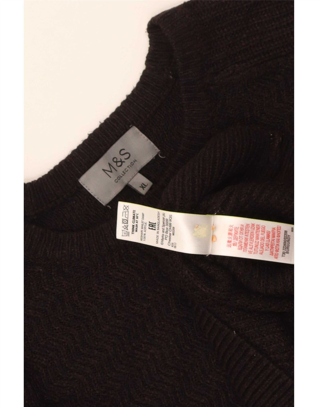Marks & Spencer Pull à col rond pour homme XL Marron Acrylique