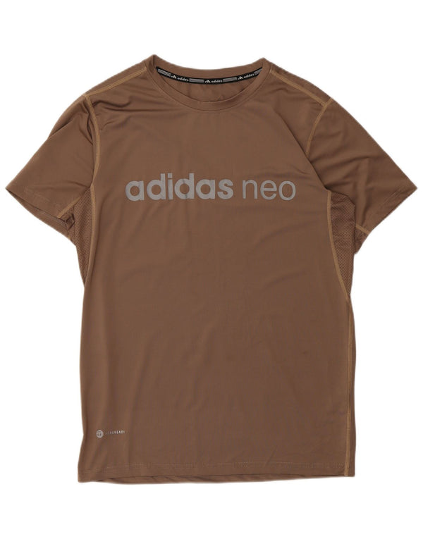 Adidas Mens Aeroready Graphic T-Shirt Top Large Marron Polyester