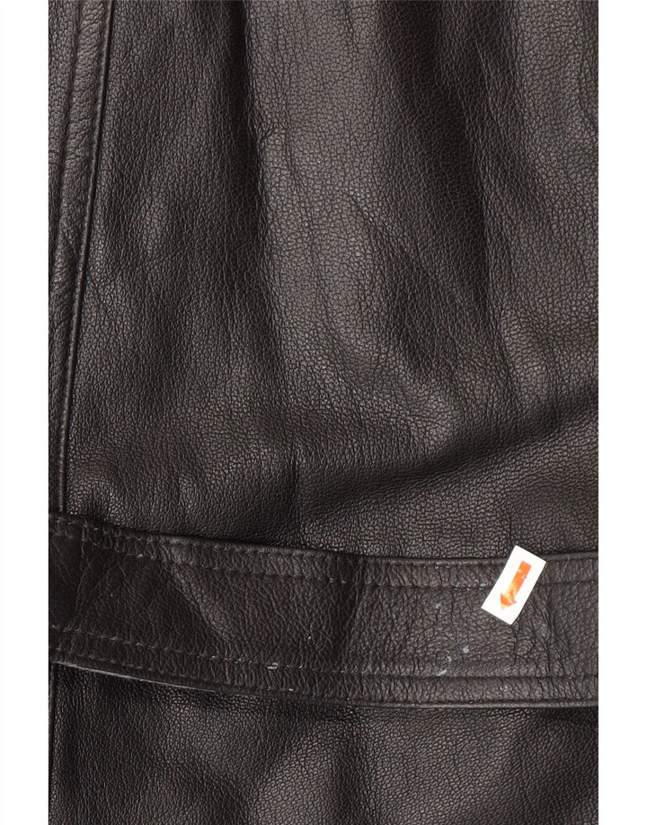 VINTAGE Manteau en Cuir Homme IT 52 XL Cuir Noir