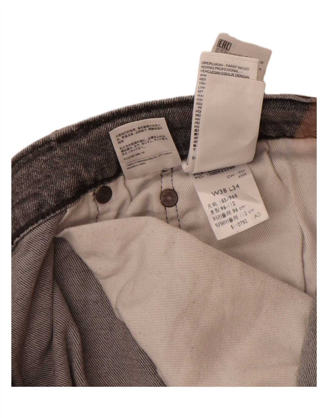 Levi's Jean 502 Tapered Homme Gris Coton W38 L34