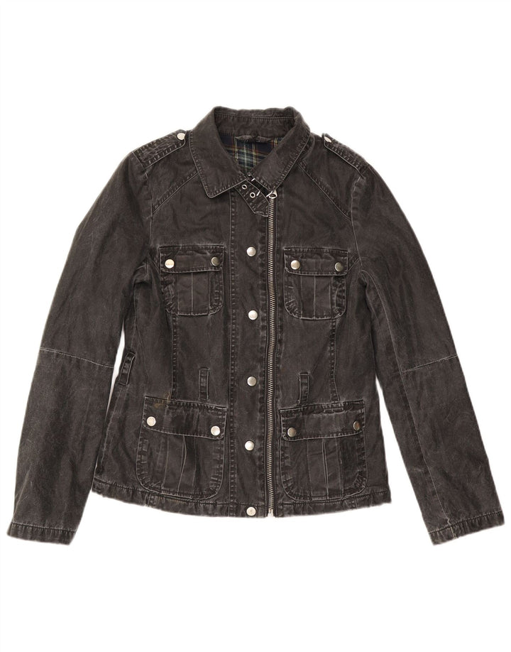 Topshop Veste en jean pour femme UK 8 Small Noir Polyacrylique