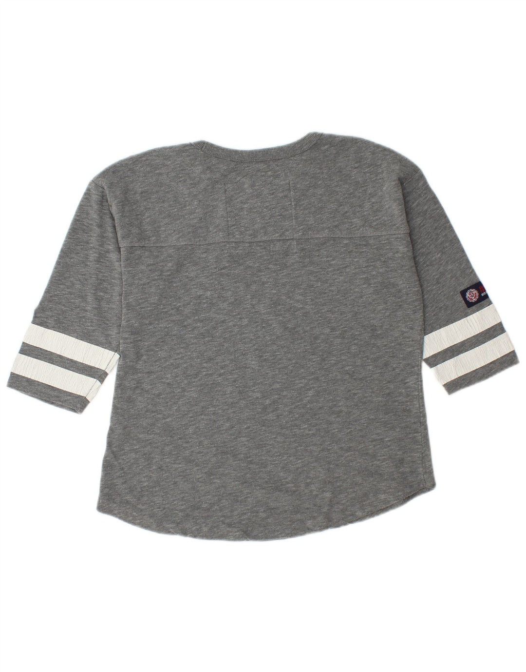 Superdry Haut graphique à manches 3/4 pour femme UK 14 Gris moyen Coton