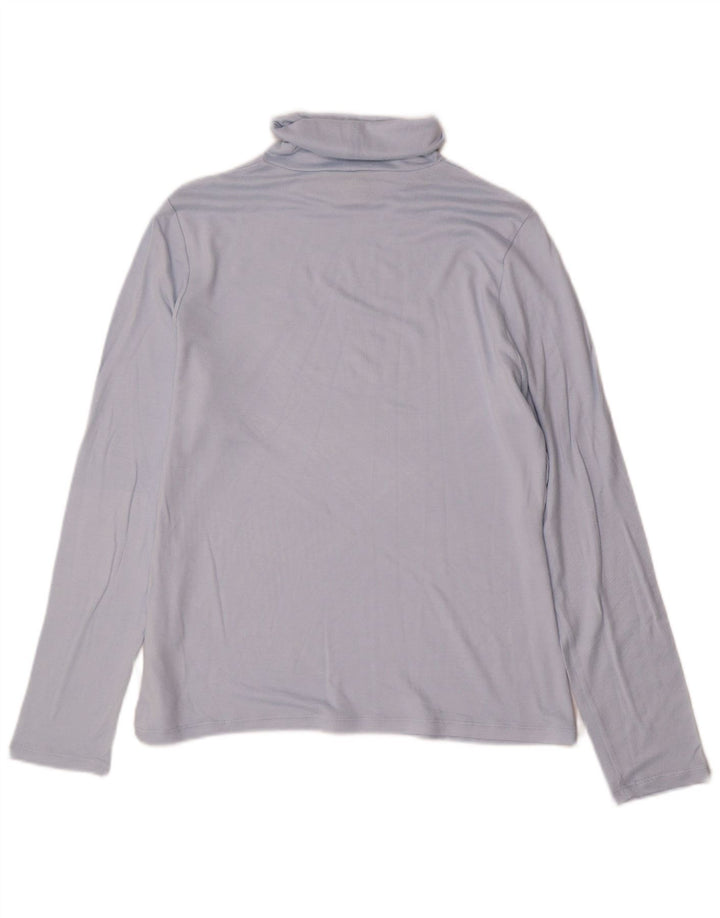 Marks & Spencer Haut à col roulé à manches longues pour femme UK 16 Large Bleu Viscose