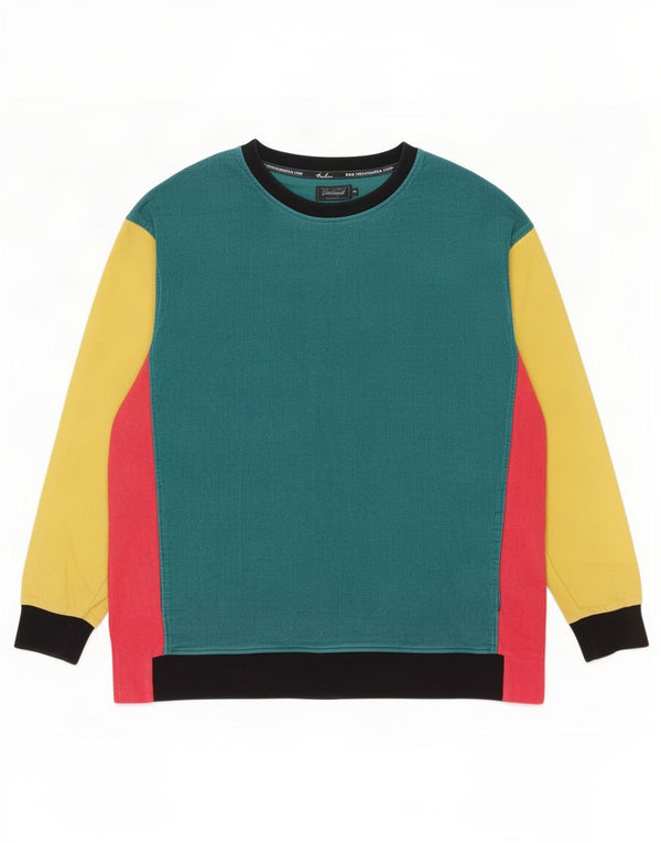 vintage Mens Sweatshirt Jumper Moyen Multicolore Colourblock