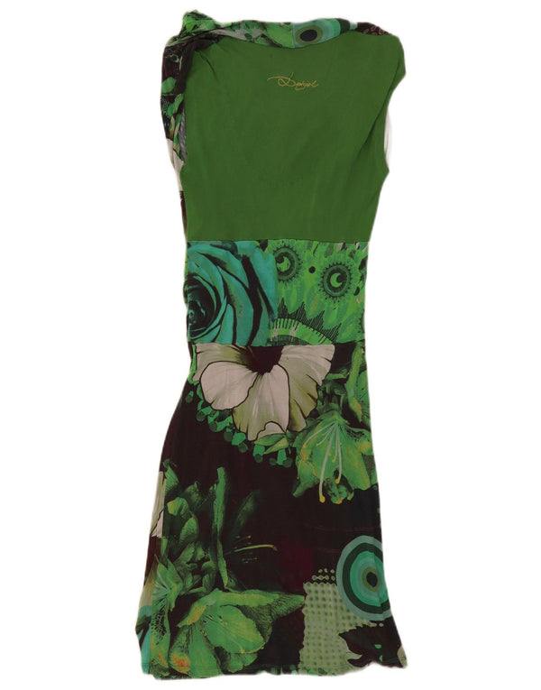 Desigual Robe trapèze graphique sans manches pour femme UK 6 XS Vert géométrique