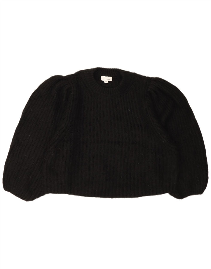 Topshop Pull court surdimensionné à col rond pour femme UK 14 Noir moyen