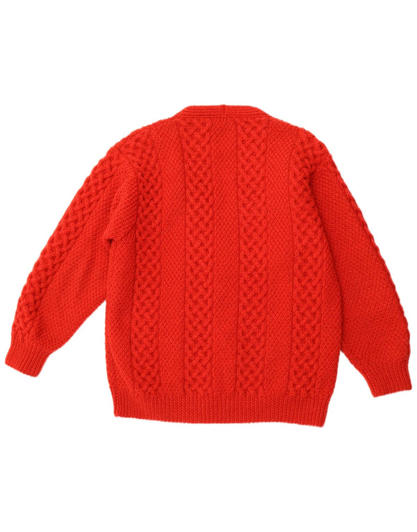 VINTAGE Pull Cardigan Femme UK 16 Grand Orange