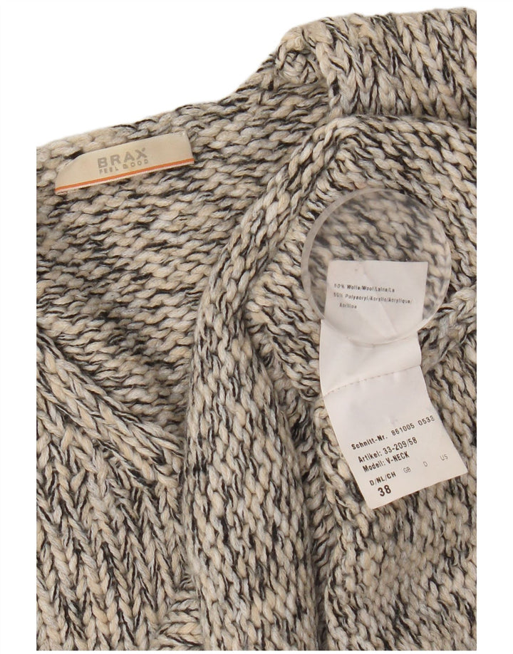 Brax Pull col V pour femme EU 38 Laine mouchetée gris moyen