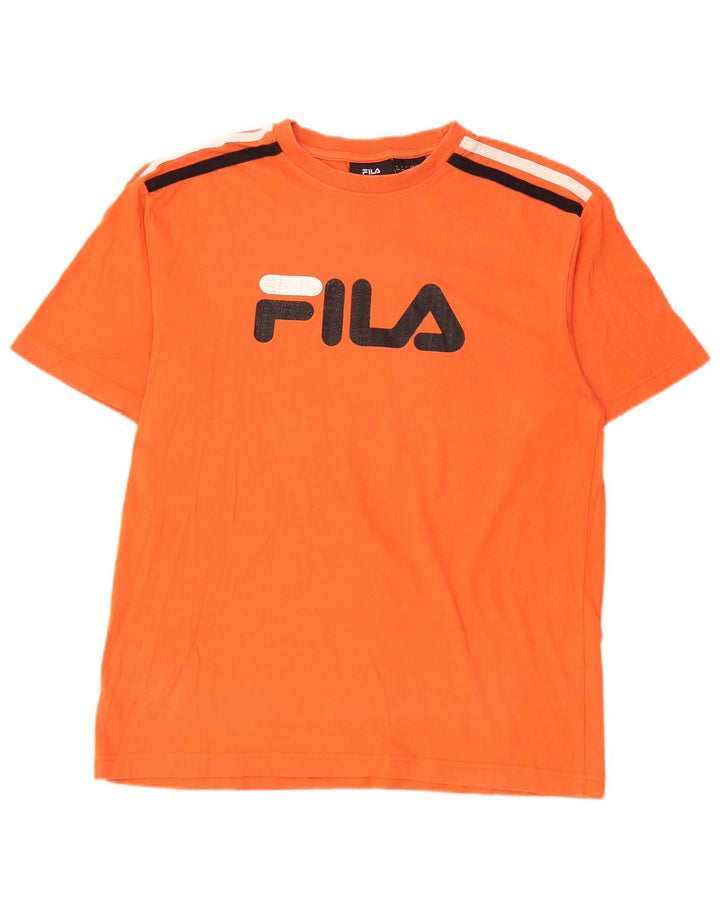 Fila T-Shirt Graphique Homme Orange Moyen Rayé Coton