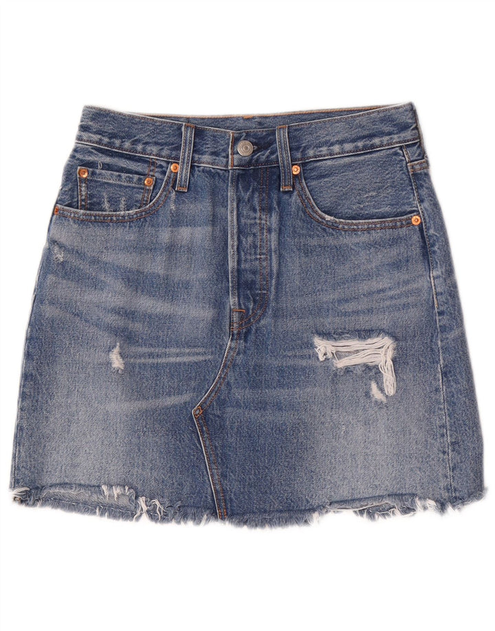 Levi's Jupe en jean vieilli W27 Small Bleu Coton Femme