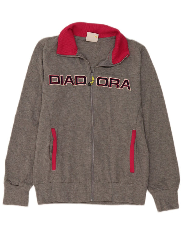 Diadora Veste de survêtement graphique pour femme UK 10 Small Gris Colorblock