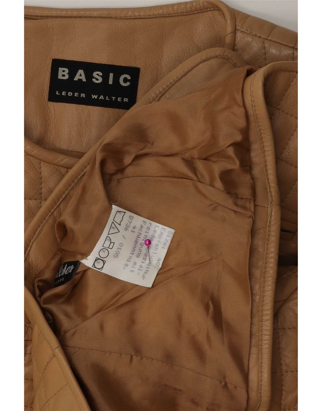 Veste en cuir matelassée femme Basic IT 40 petit cuir beige