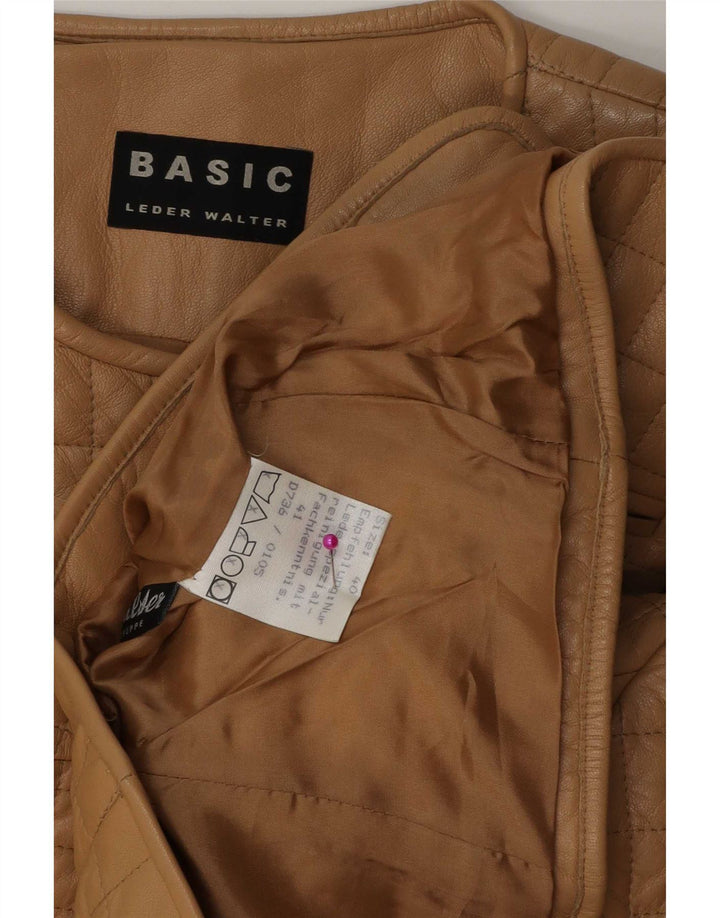 Veste en cuir matelassée femme Basic IT 40 petit cuir beige