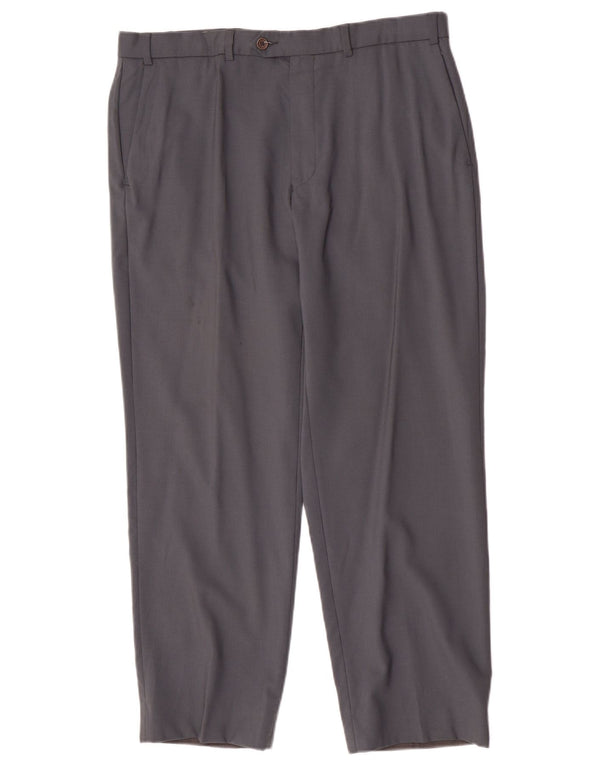 Marks & Spencer Pantalon de Costume Droit Homme W36 L29 Gris Laine Vierge