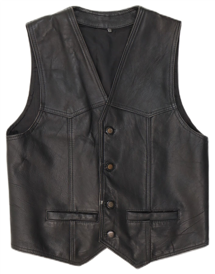 gilet en cuir homme vintage noir moyen