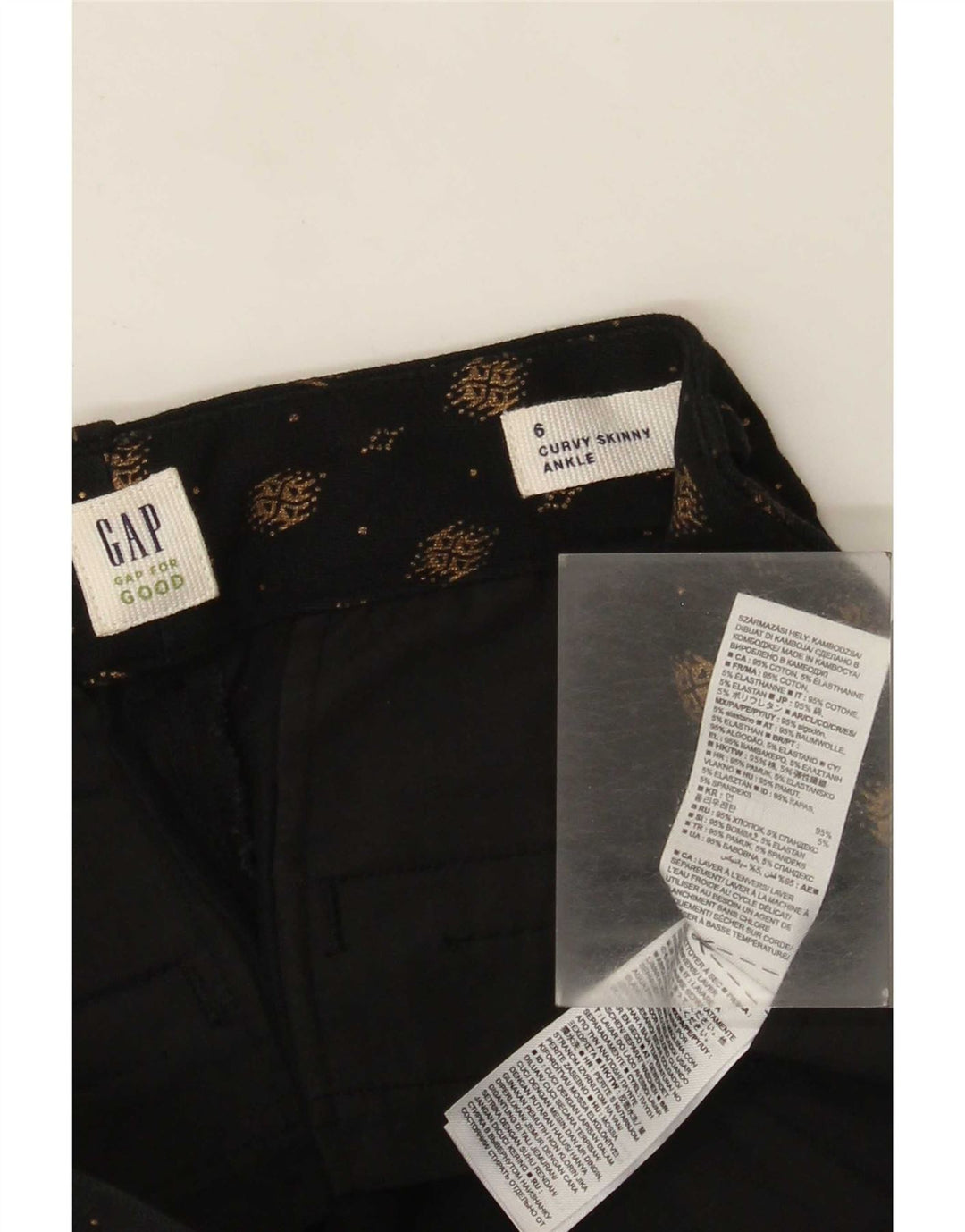 Gap Pantalon décontracté courbé à motif abstrait pour femme US 6 Medium W26 L27 Noir