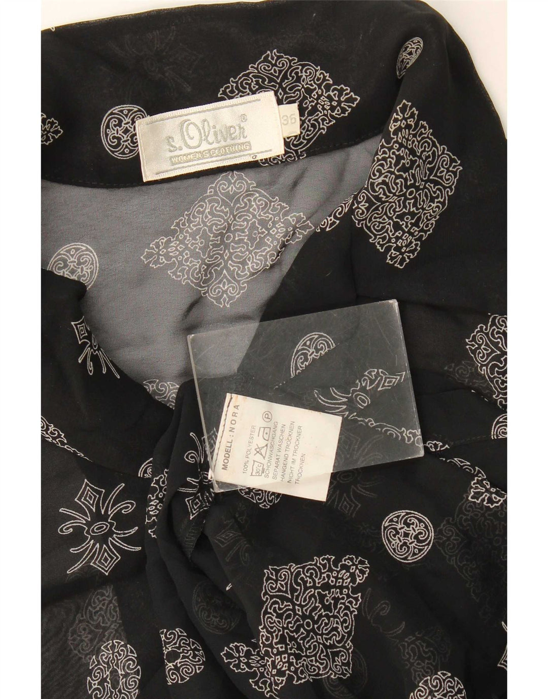 S.Oliver Chemise longue pour femme EU 36 Petit Noir Floral Polyester