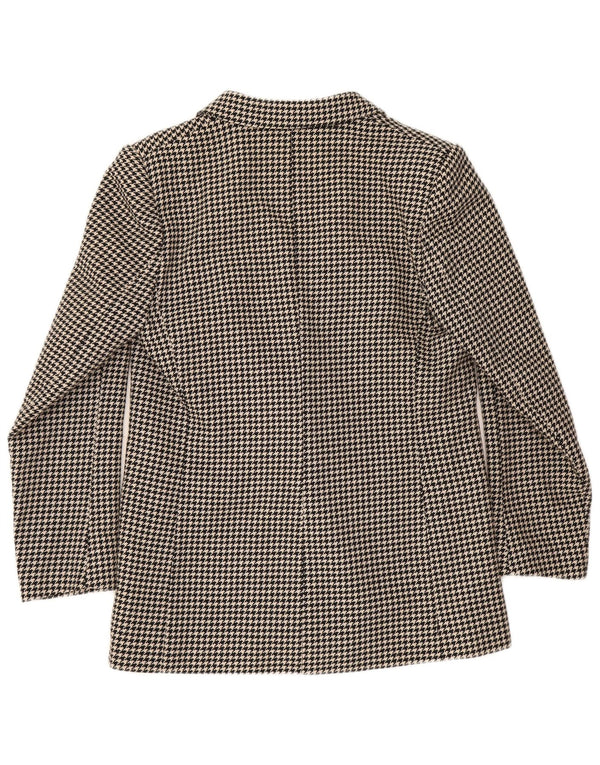 vintage Femme Double Breasted Blazer Veste UK 12 Moyen Noir Pied-de-poule