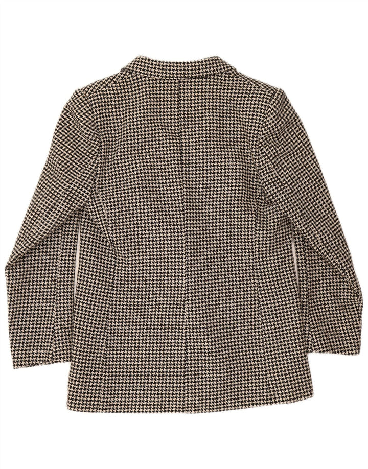 vintage Femme Double Breasted Blazer Veste UK 12 Moyen Noir Pied-de-poule