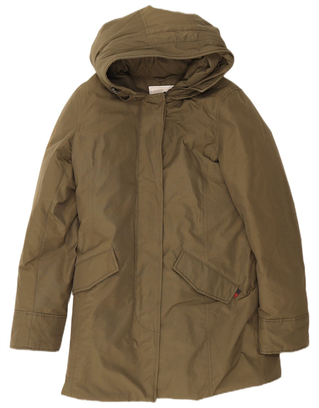 Woolrich Parka à capuche pour femme UK 44 en coton kaki moyen